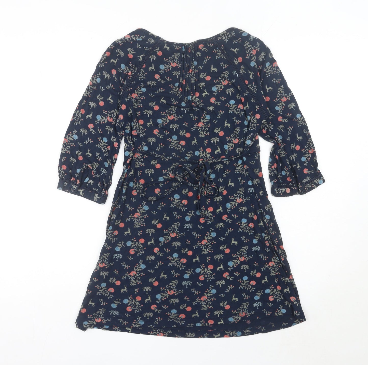 FatFace Womens Blue Floral A-Line Viscose Knee Length Dress Size 8