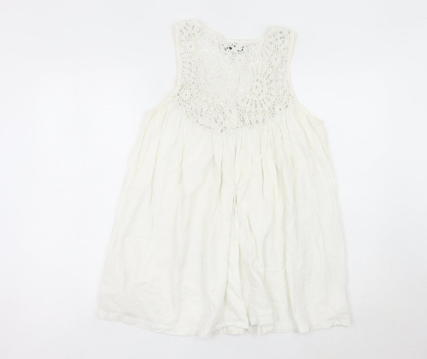 Soaked in Luxury Womens White Tank Top Camisole M Crochet Detail