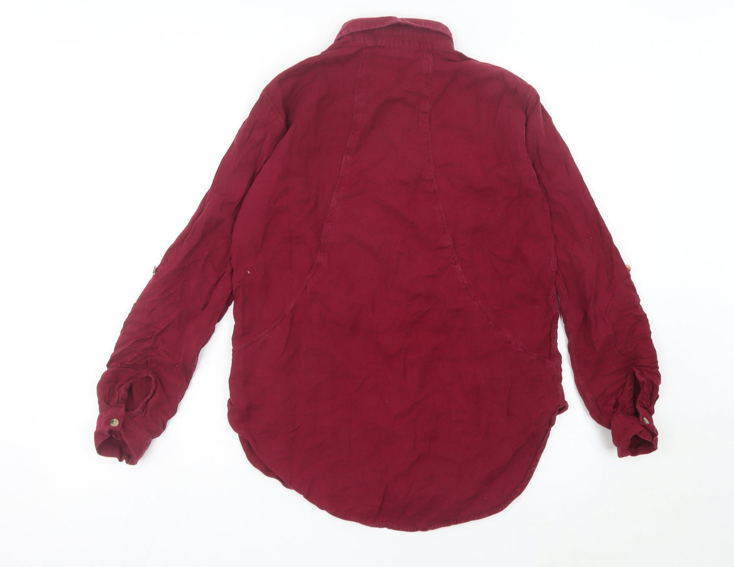 Warehouse Womens Red Long Sleeve Cotton Button-Up Shirt UK 10