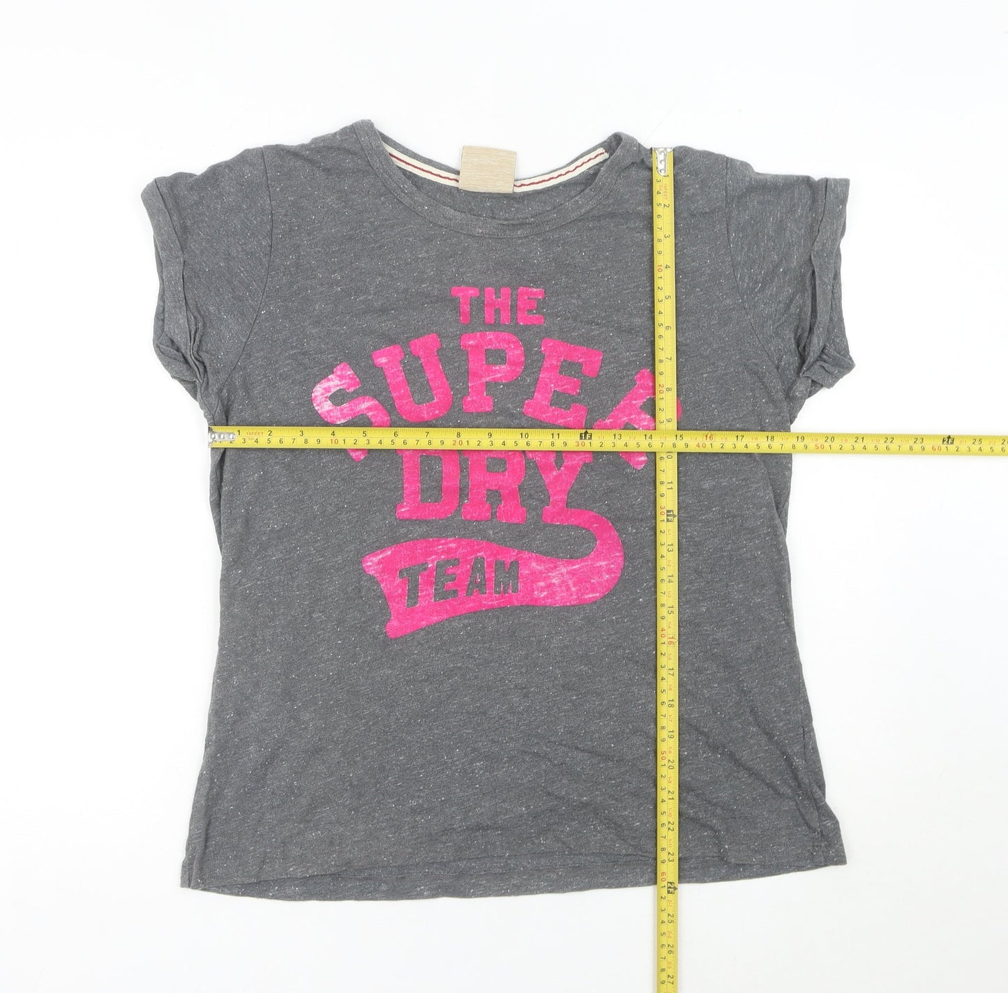 Superdry Womens Grey Graphic T-Shirt Medium Casual Summer