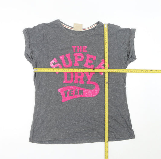 Superdry Womens Grey Graphic T-Shirt Medium Casual Summer