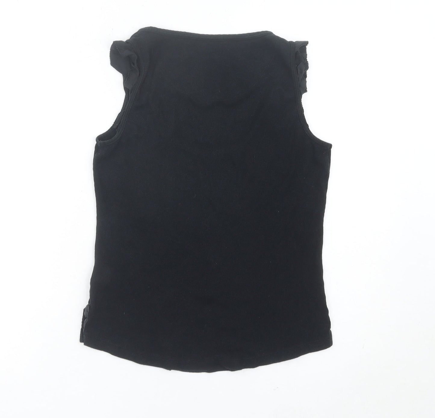 Karen Millen Womens Black Size 10 Scoop Neck Sleeveless Button Tank Top