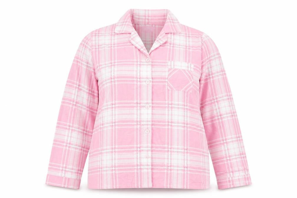 Jeff Banks Women’s Pink Plaid Cotton Pyjama Top Size 12-14
