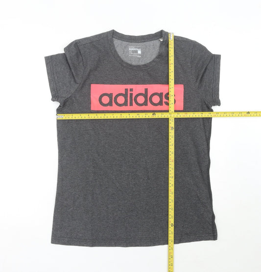 Adidas Women’s Grey XL Logo T-Shirt Short Sleeve Casual Top