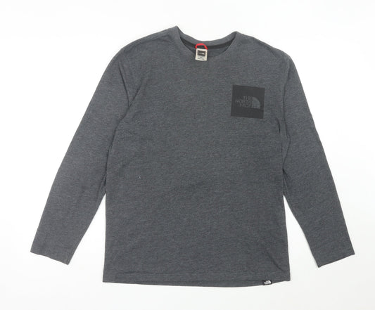 The North Face Men's Grey Long Sleeve Logo T-Shirt Size M