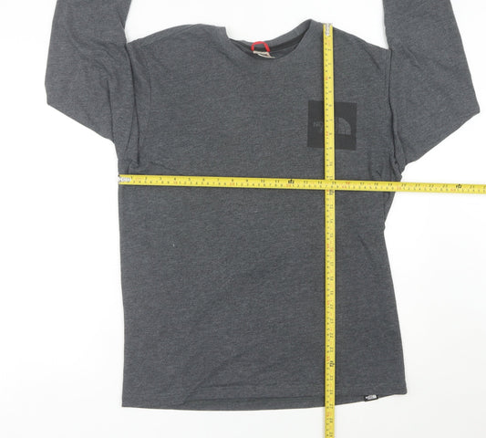 The North Face Men's Grey Long Sleeve Logo T-Shirt Size M
