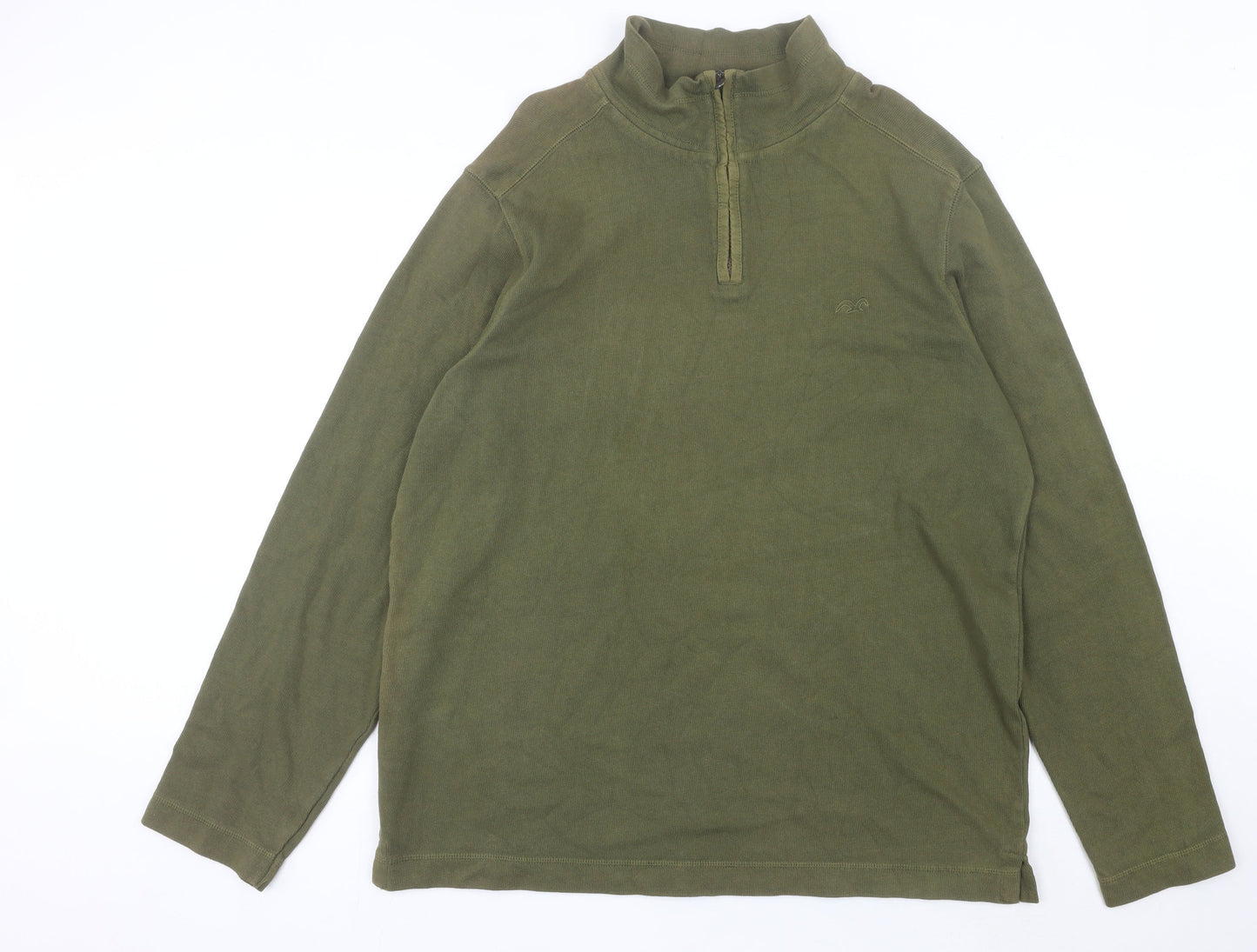 Marks and Spencer Men’s Green 2XL Cotton Half Zip Sweatshirt
