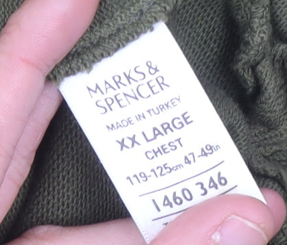 Marks and Spencer Men’s Green 2XL Cotton Half Zip Sweatshirt