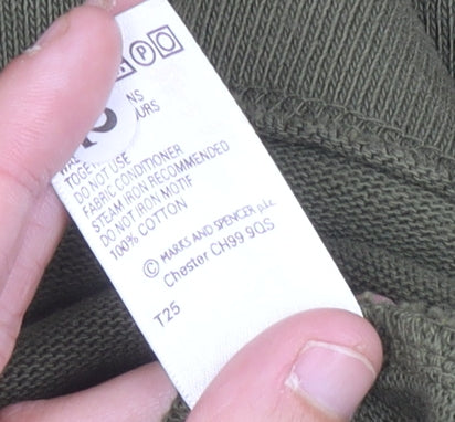 Marks and Spencer Men’s Green 2XL Cotton Half Zip Sweatshirt