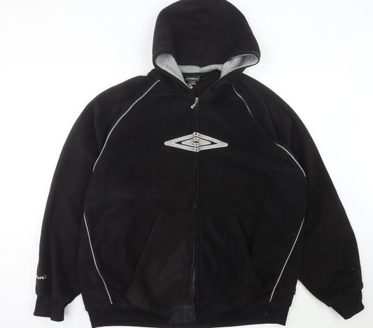 Umbro Men’s Black 2XL Fleece Full Zip Hooded Sports Jacket