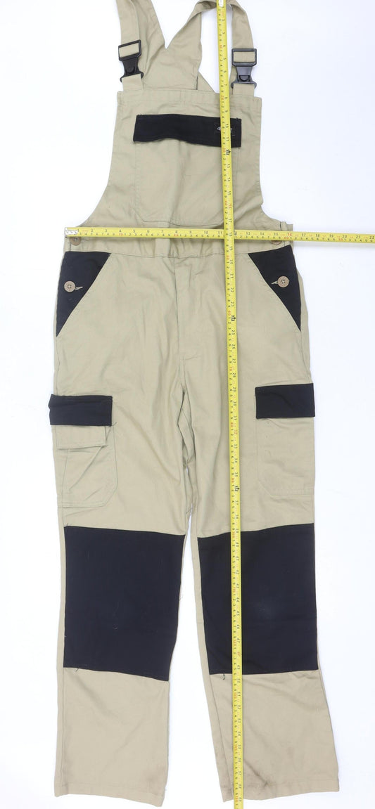 Dickies Men’s Beige Workwear Dungarees Trousers S Straight Leg