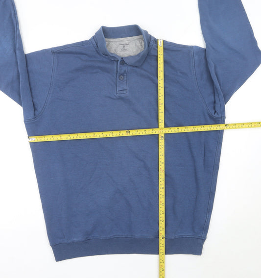 James Pringle Men’s Blue XL Long Sleeve Polo Cotton Blend
