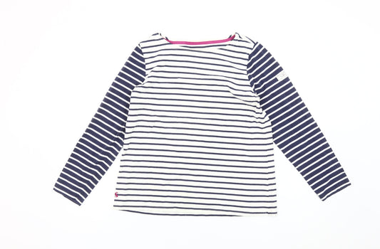 Joules Womens Blue White Striped Long Sleeve Cotton T-Shirt UK 14