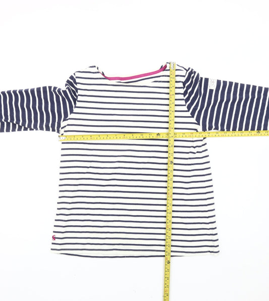 Joules Womens Blue White Striped Long Sleeve Cotton T-Shirt UK 14