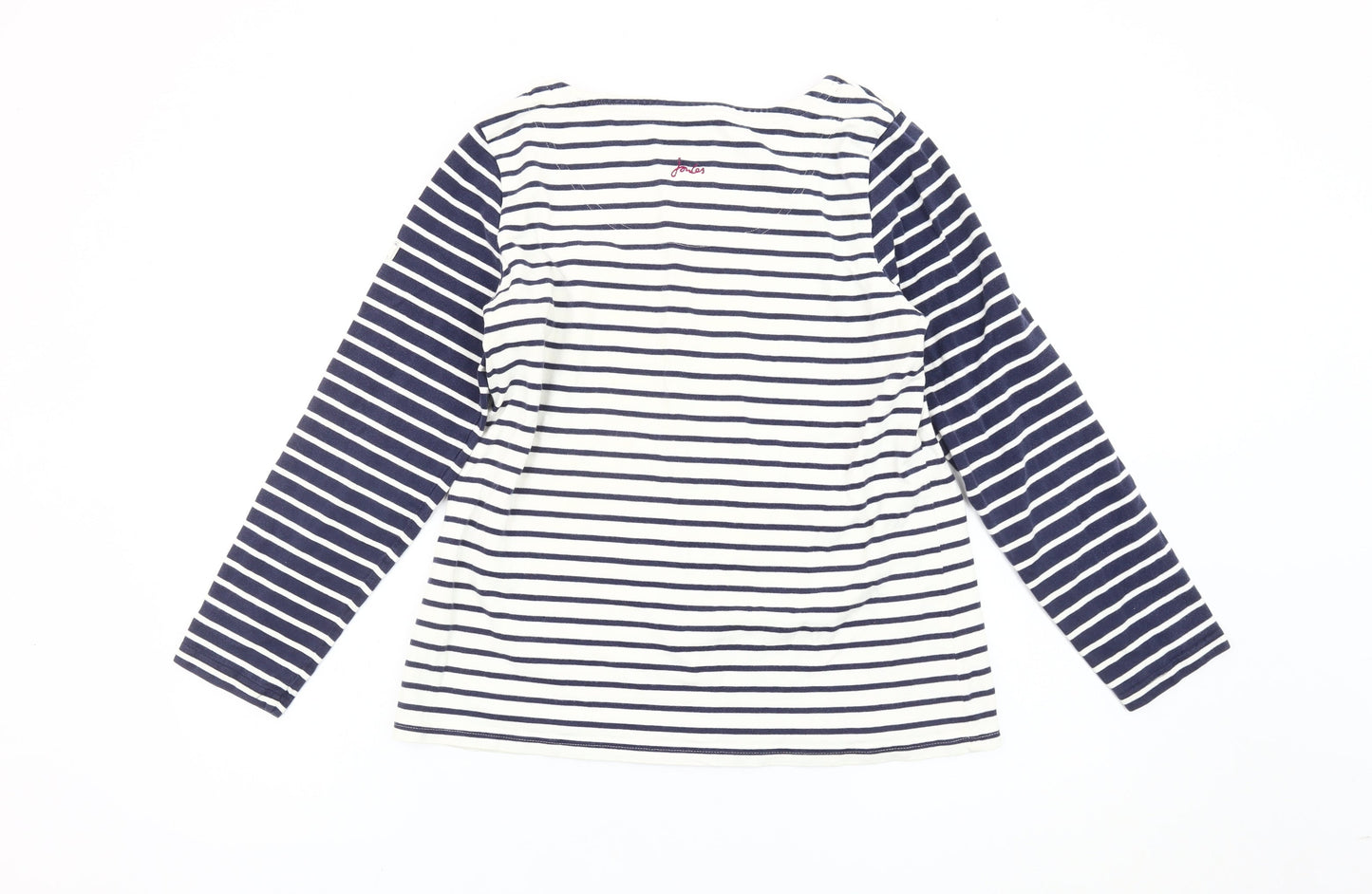 Joules Womens Blue White Striped Long Sleeve Cotton T-Shirt UK 14