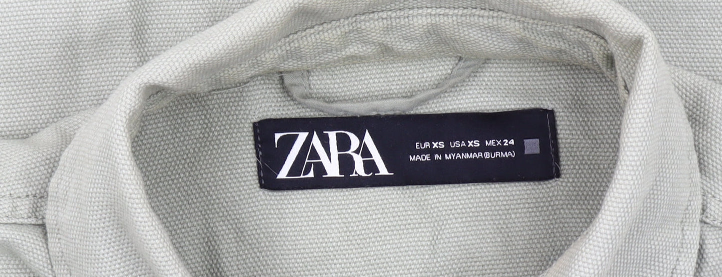 Zara Women’s Green XS Cotton Button Up Casual Jacket