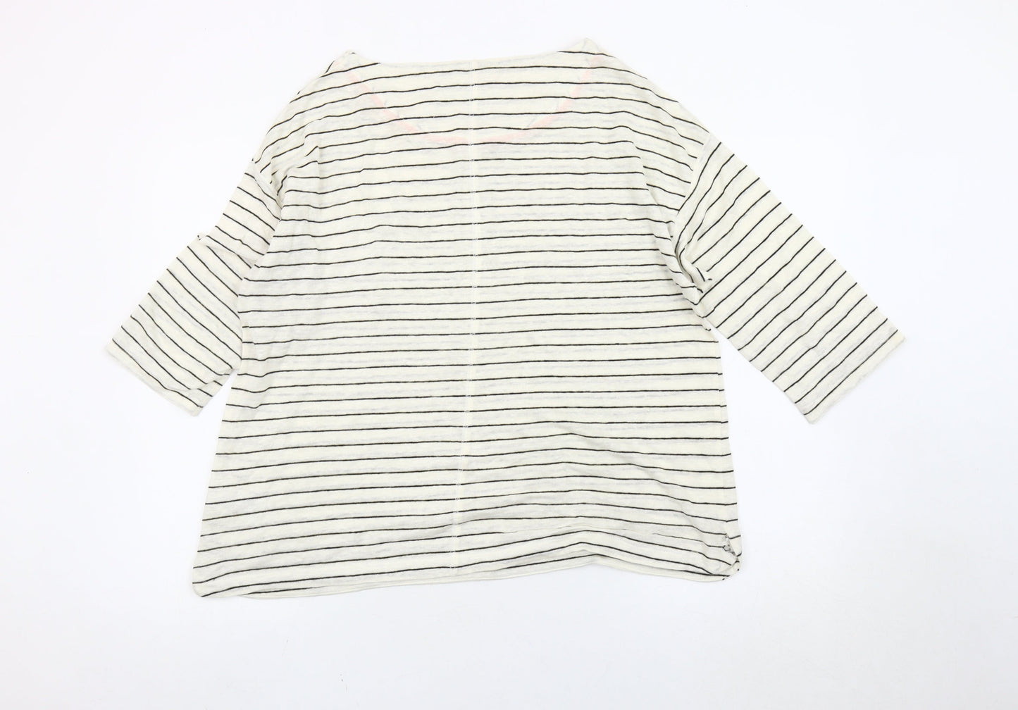 White Stuff Women’s White Striped Linen Pullover Jumper UK 14