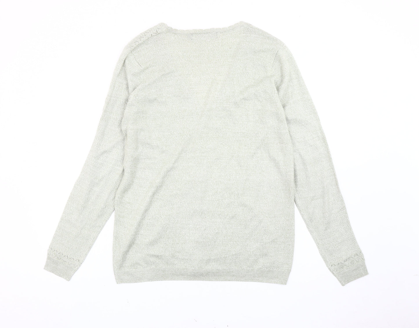 Isle Essentials Women’s Grey Cardigan Size 14 V-Neck Knit Long Sleeve
