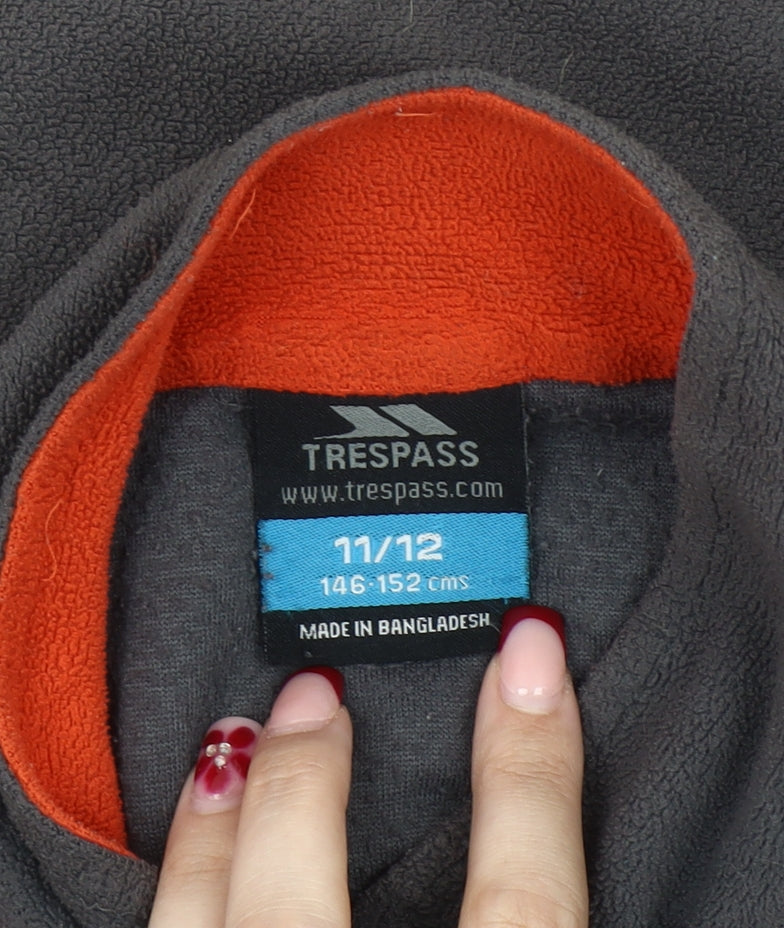 Trespass Boys Grey Fleece Sweatshirt 11-12Y Outdoor 1/4 Zip Pullover