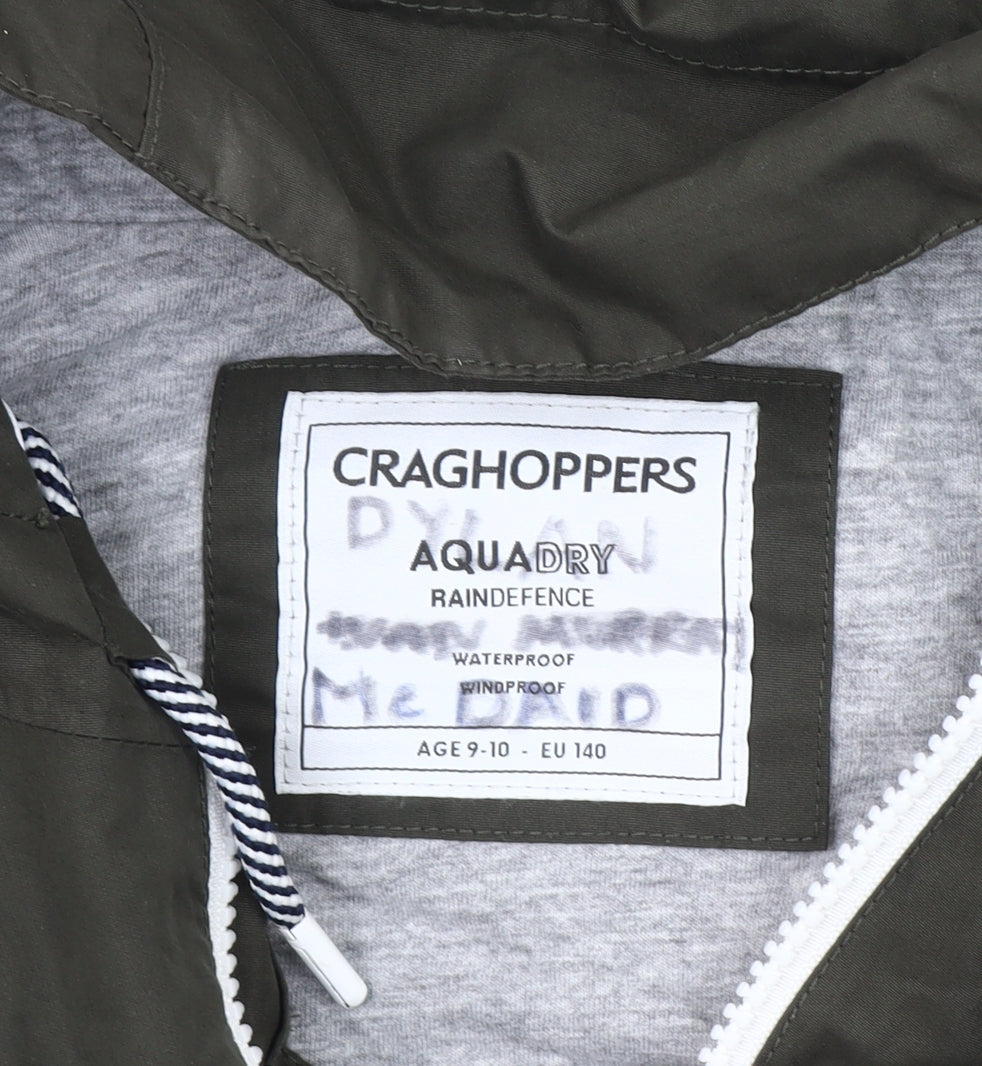 Craghoppers Boys Green Hooded Waterproof Rain Coat Jacket Age 9-10 Years