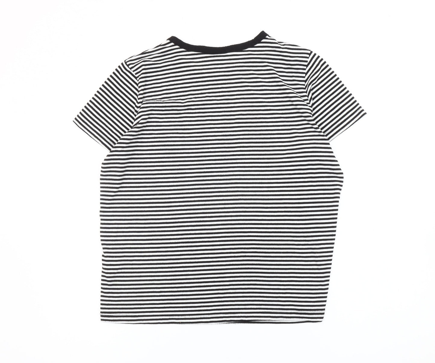 Disney Women’s Black Striped Stitch T-Shirt Size 14 Short Sleeve