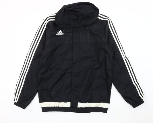 Adidas Men’s Black L Windbreaker Jacket Hooded Full Zip Sportswear