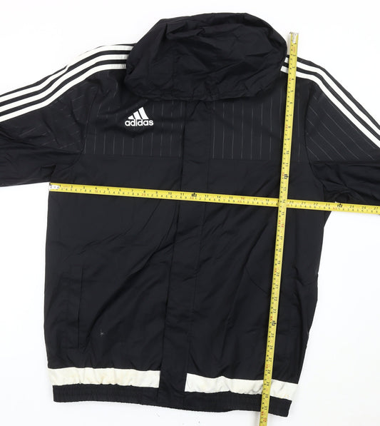 Adidas Men’s Black L Windbreaker Jacket Hooded Full Zip Sportswear