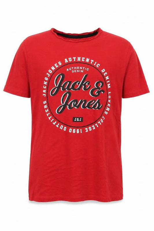 Mens UK Size S JACK & JONES Red  Cotton T-Shirt