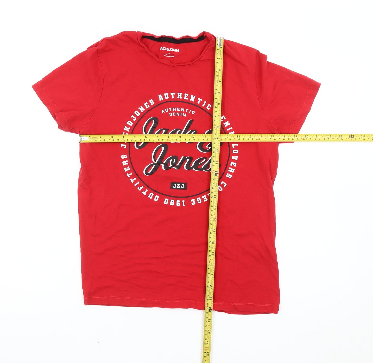 Jack & Jones Men’s Red Graphic Print Crew Neck T-Shirt Size S