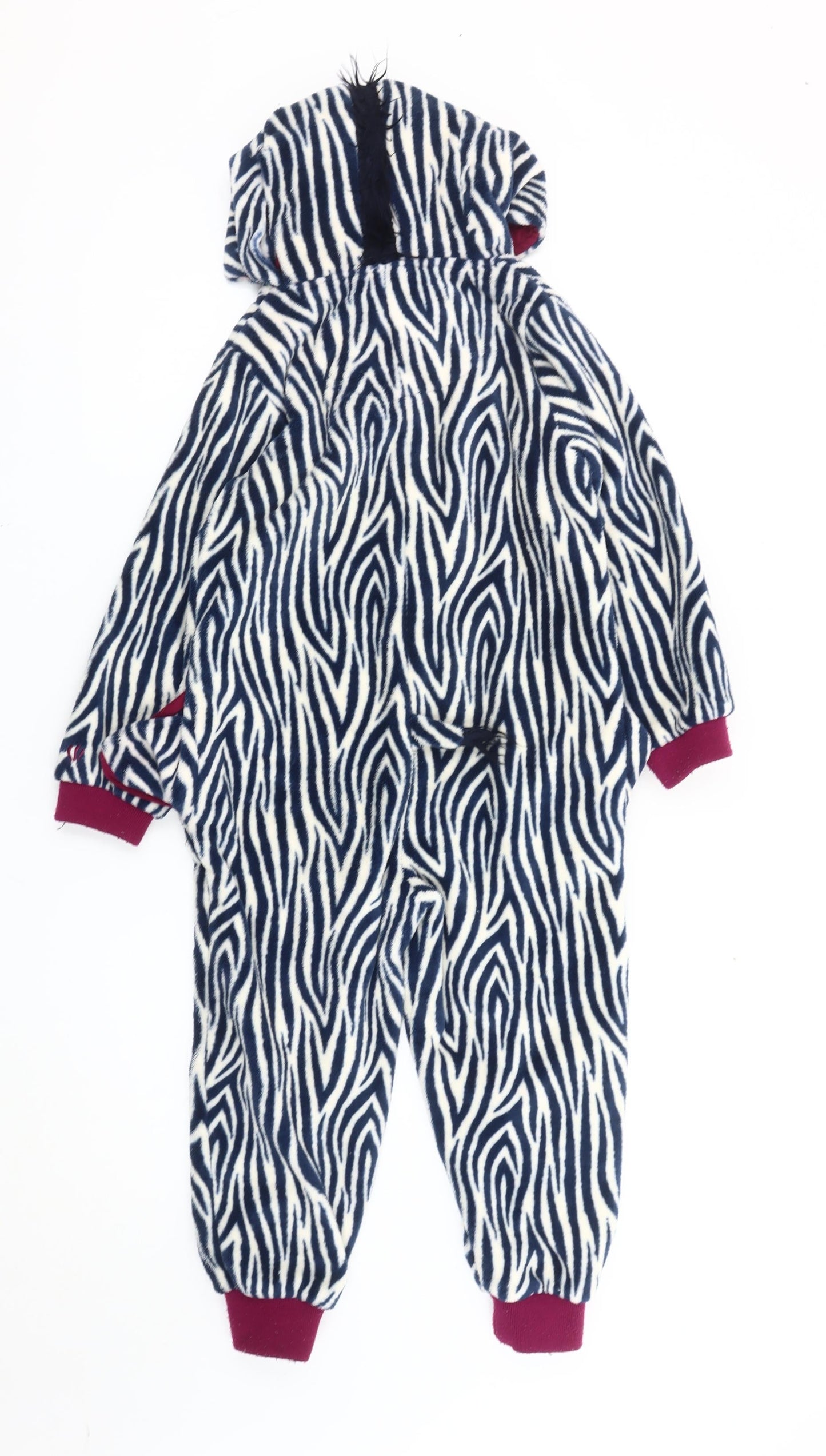 Fat Face Girls Zebra Fleece Hooded One Piece Pyjamas 6-7 Years