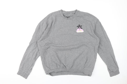Billabong Mens Grey Pullover Sweatshirt M Crew Neck Graphic Surf