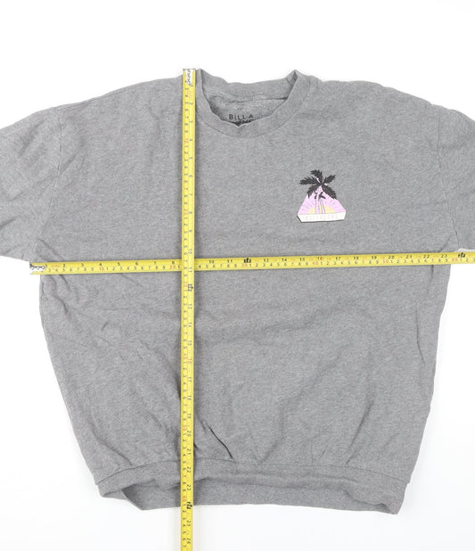 Billabong Mens Grey Pullover Sweatshirt M Crew Neck Graphic Surf