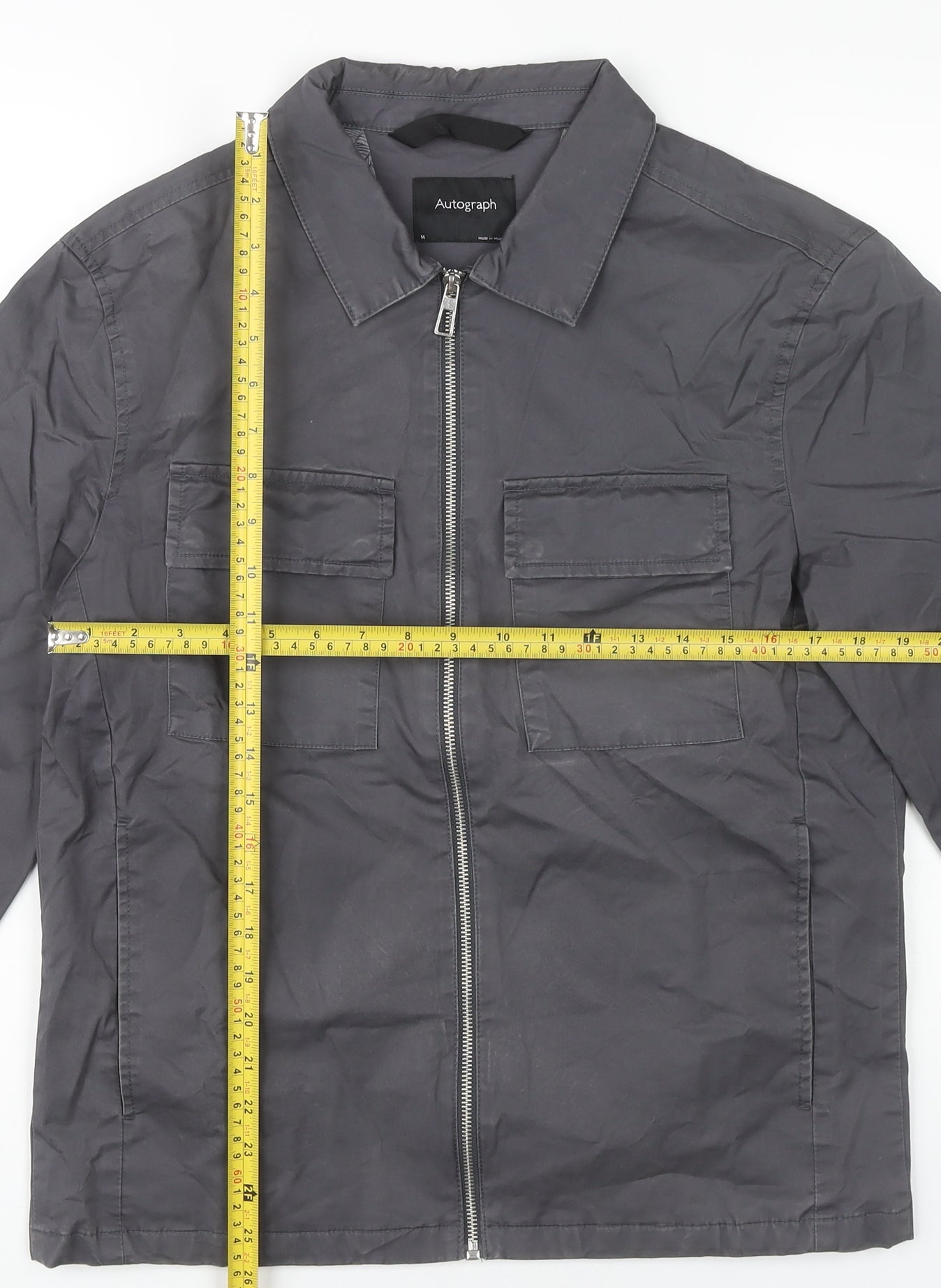 Marks and Spencer Men’s Grey Cotton Zip Jacket Size M 38-40 in Regular Fit