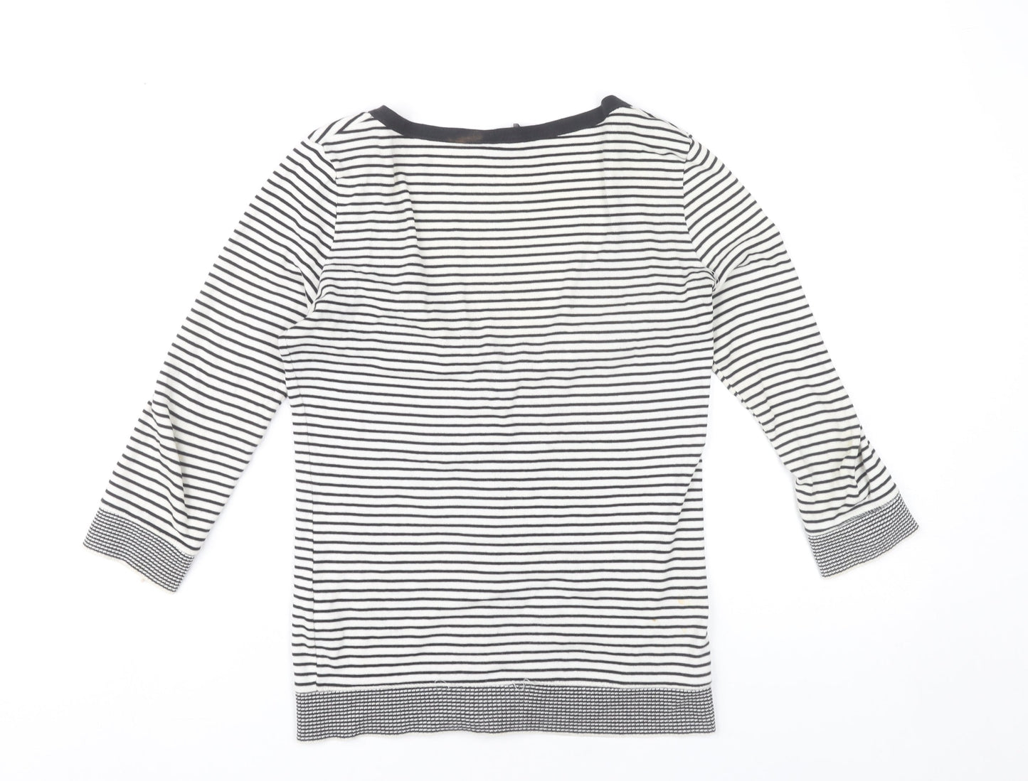Topshop Women’s Black White Striped Cardigan Size 8 V-Neck 3/4 Sleeve