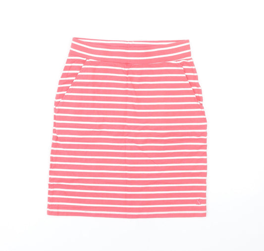 Joules Women’s Pink Striped Cotton Pencil Skirt UK 8 Casual