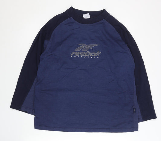 Reebok Mens Blue Long Sleeve T-Shirt L Vintage Sportswear Top