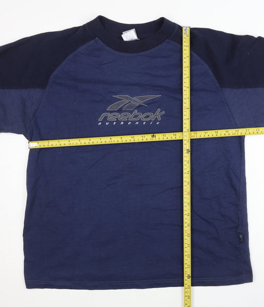 Reebok Mens Blue Long Sleeve T-Shirt L Vintage Sportswear Top