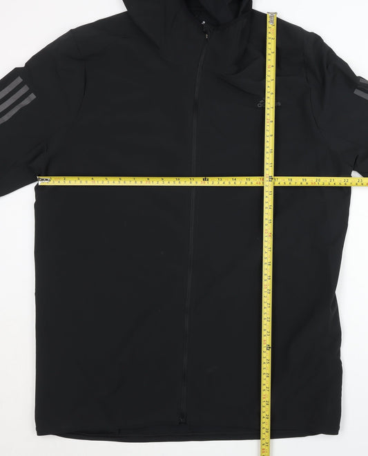 Adidas Mens Black L Track Jacket Hooded Softshell Running Coat