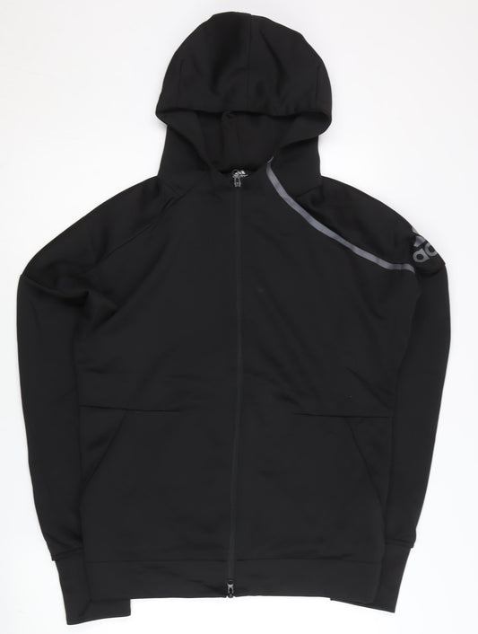 Adidas Mens Black XL Full Zip Hoodie Sports Training Jacket