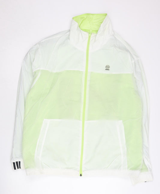 Adidas Men’s Green White Windbreaker Jacket Size L Lightweight