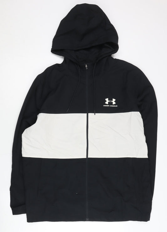 Under Armour Men's Black White 3XL Windbreaker Hooded Jacket