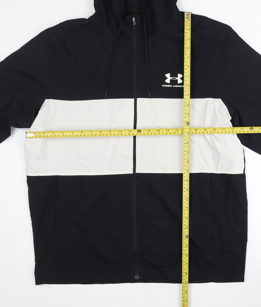 Under Armour Men's Black White 3XL Windbreaker Hooded Jacket