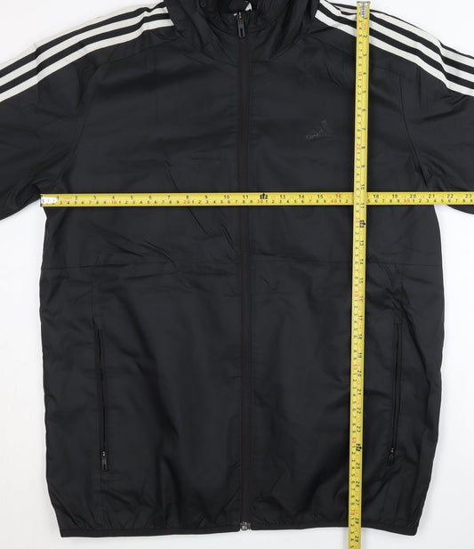 Adidas Men’s Black L Windbreaker Jacket Hooded Lightweight Sports