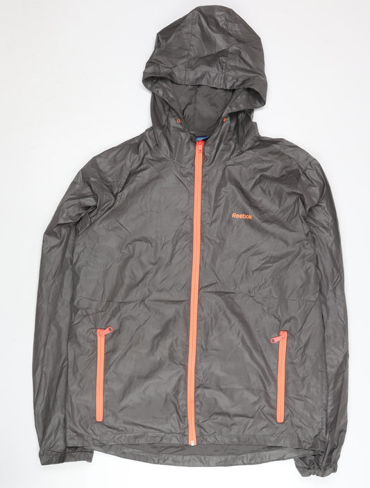 Reebok Men’s Grey L Lightweight Windbreaker Jacket Hooded