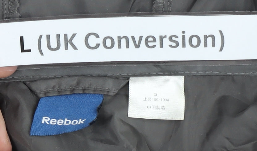 Reebok Men’s Grey L Lightweight Windbreaker Jacket Hooded