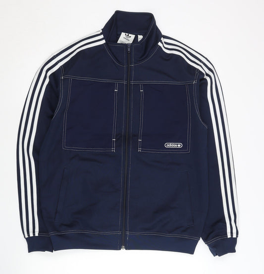 Adidas Men’s Blue Track Jacket L Regular Fit Full Zip Polyester