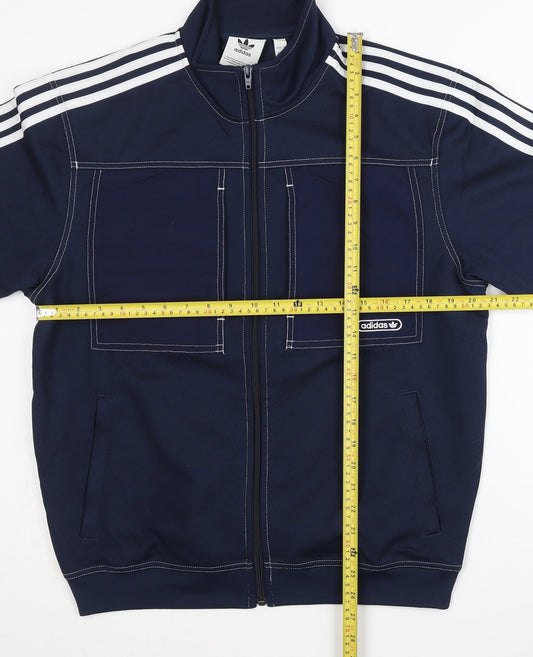 Adidas Men’s Blue Track Jacket L Regular Fit Full Zip Polyester