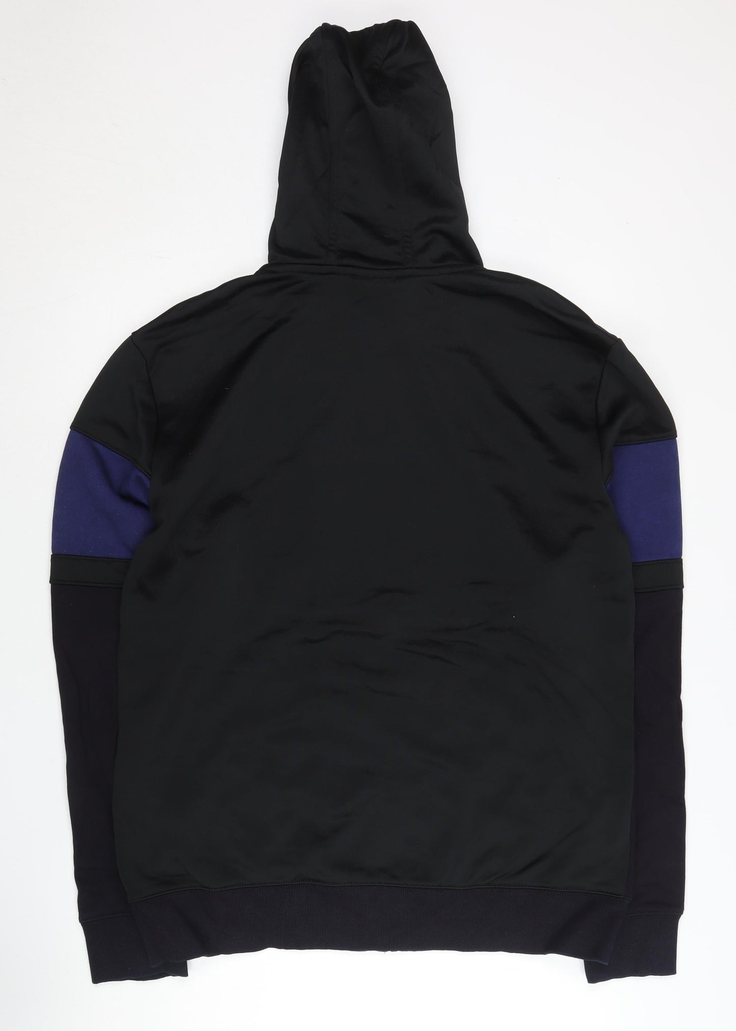 New Balance Mens 2XL Black Blue Graphic Full Zip Hoodie Sweatshirt