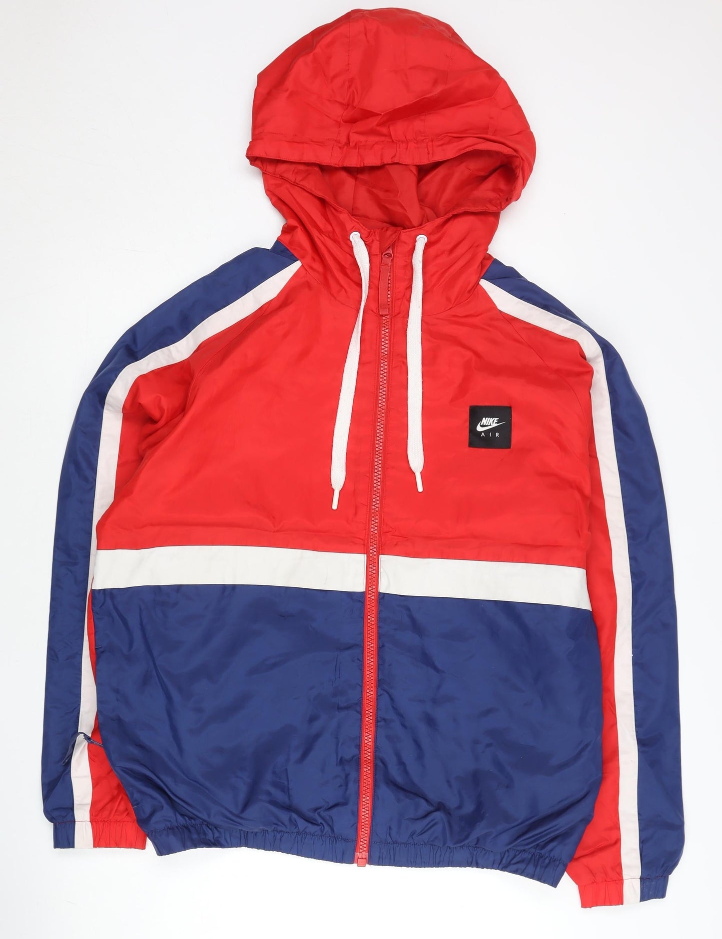 Nike Men’s Red Blue XL Windbreaker Jacket Hooded Polyester