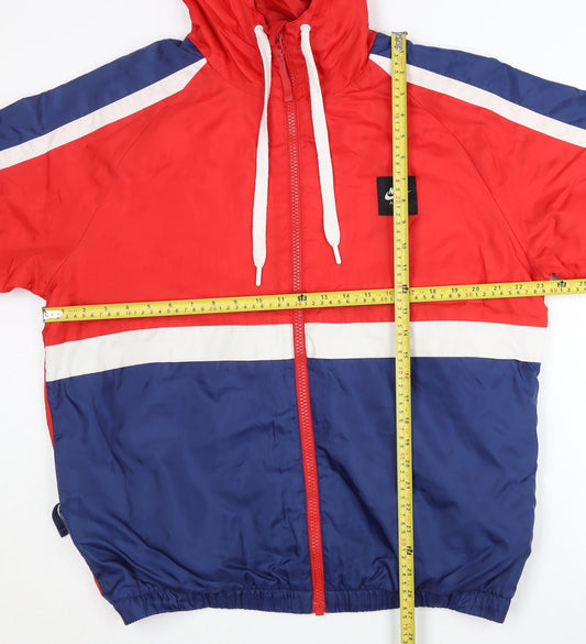 Nike Men’s Red Blue XL Windbreaker Jacket Hooded Polyester